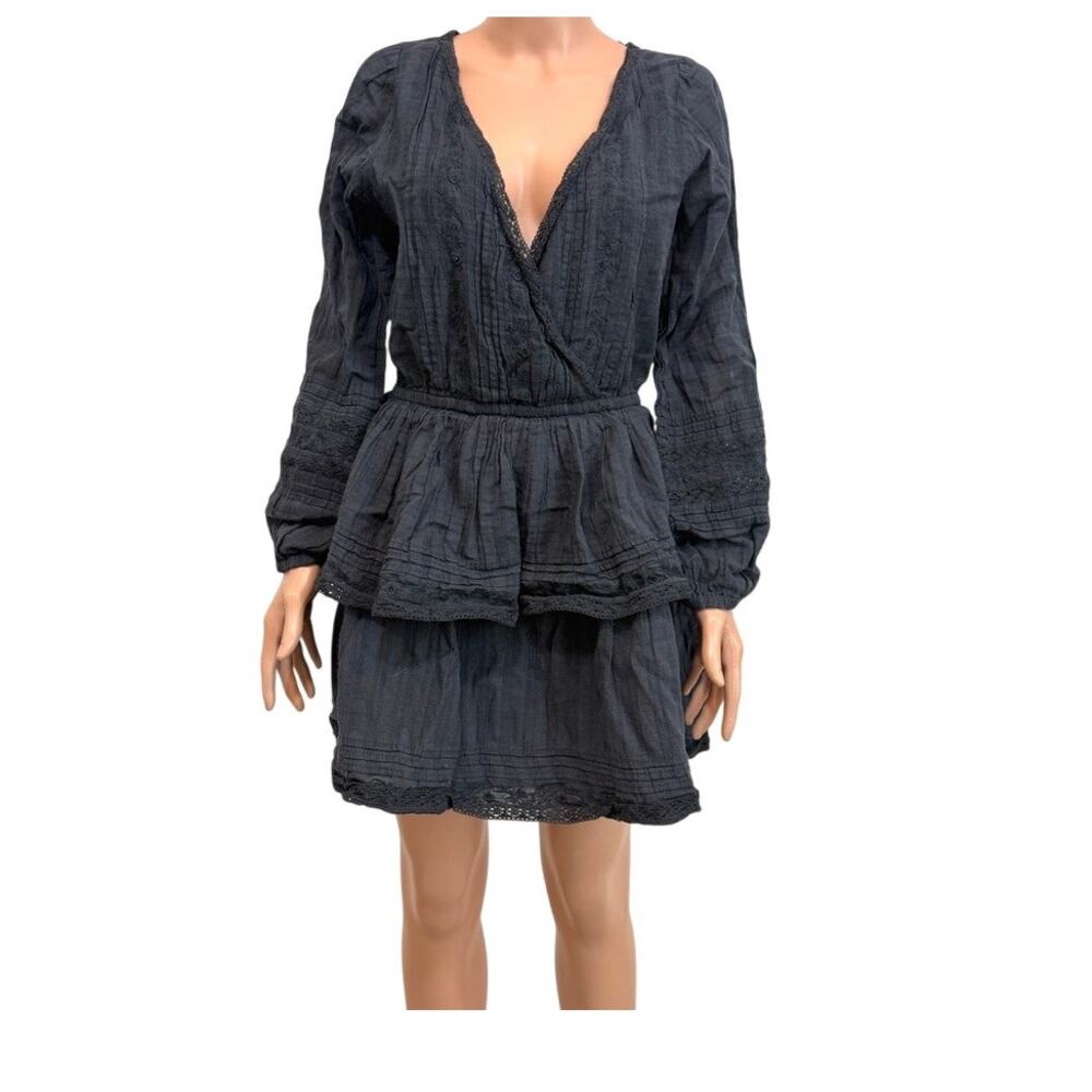 American Eagle large embroidered v neck tiered layered dress D3 3480